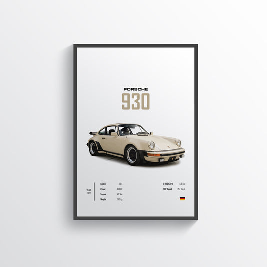 Porsche 930 Digital Poster