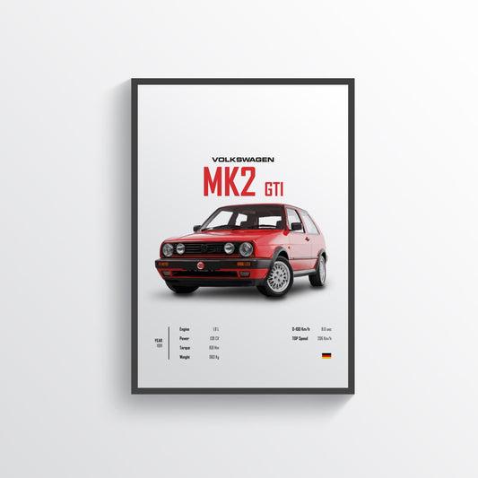 Volkswagen MK2 GTI Digital Poster